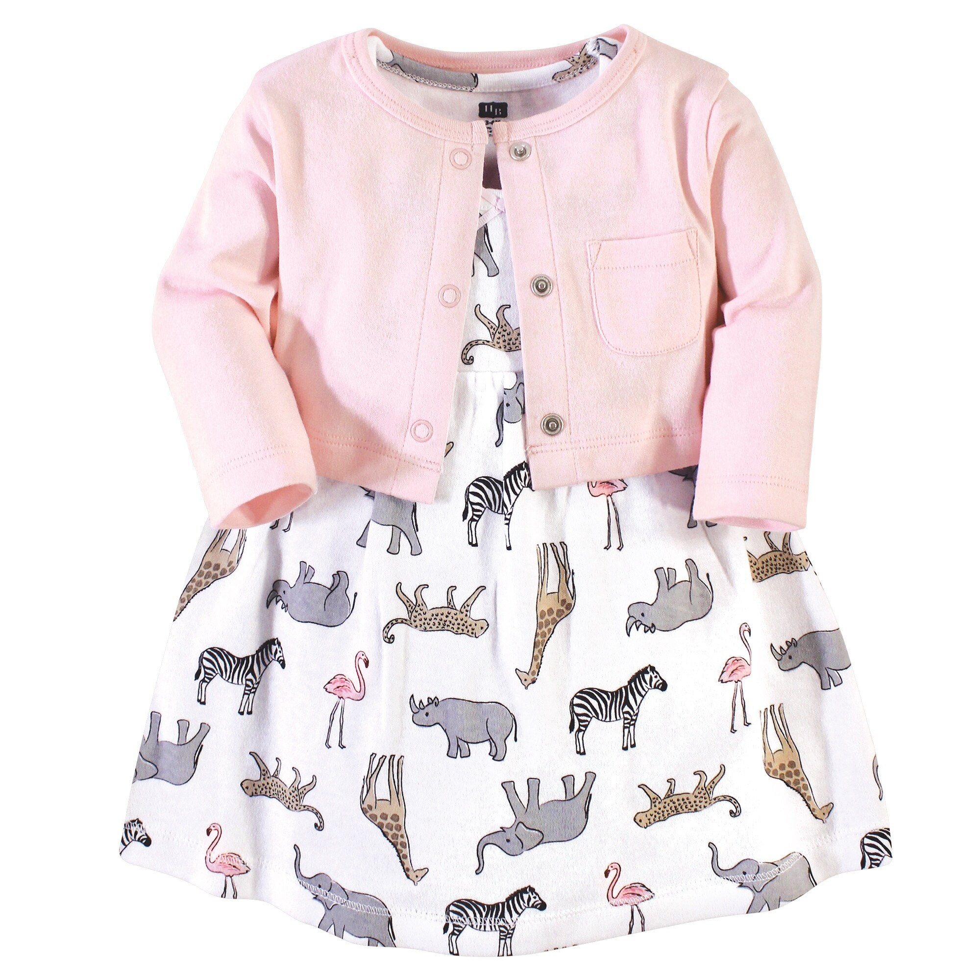 Hudson Baby Toddler Girl Cotton Dress and Cardigan 2pc Set