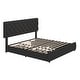 preview thumbnail 27 of 31, Bed Frame with 4 Storage Drawers, Linen Upholstered Platform Bed Frame with Adjustable Headboard Black - Queen