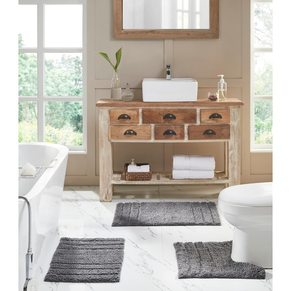 Erin 3-Piece Solid Plush Soft Cotton Bath Rug Set. Opens flyout.