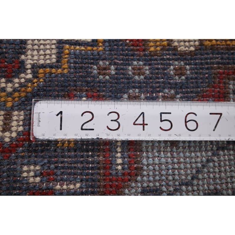 Blue Geometric Kazak Oriental Foyer Rug Handmade Wool Carpet - 2'7"x 5'9"