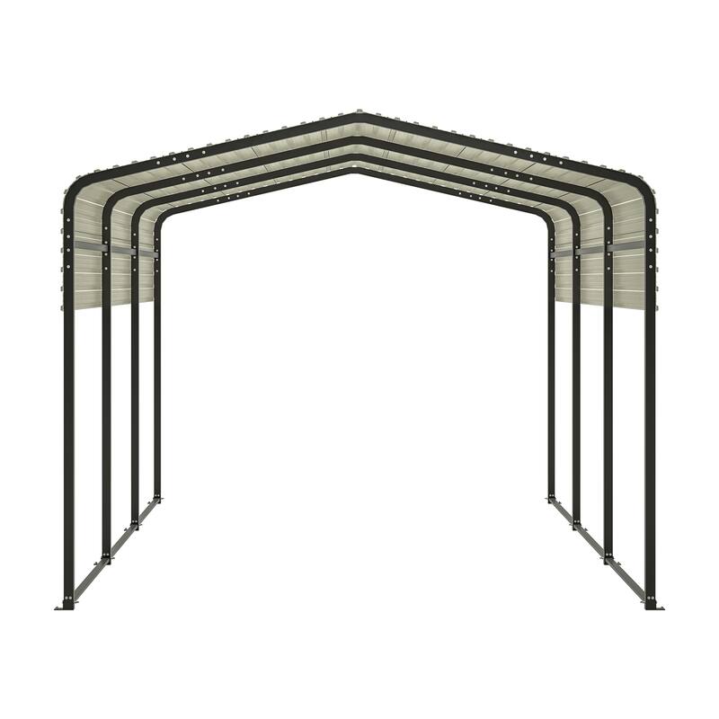 GDFStudio - Oliver Heavy Duty Outdoor Metal Carport with Waterproof Tarpaulin and Reinforced Base