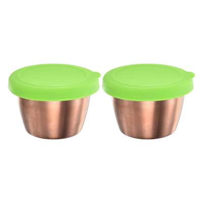 2pcs Salad Dressing Container, 2.4oz Stainless Steel Condiment Cup