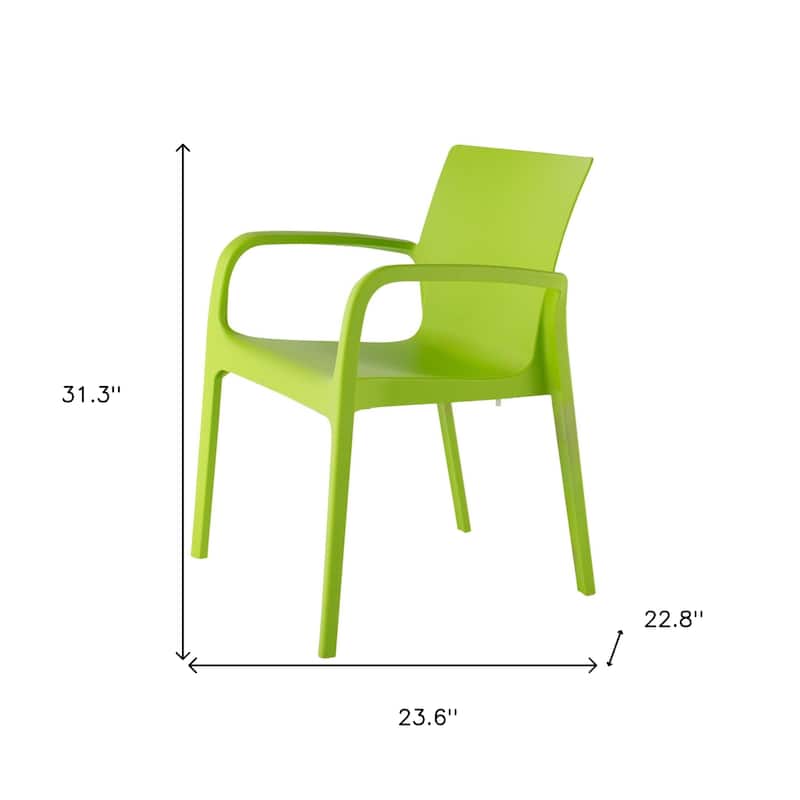 HomeRoots Set of Two Green Heavy Duty Plastic Outdoor Stacking Dining Chairs