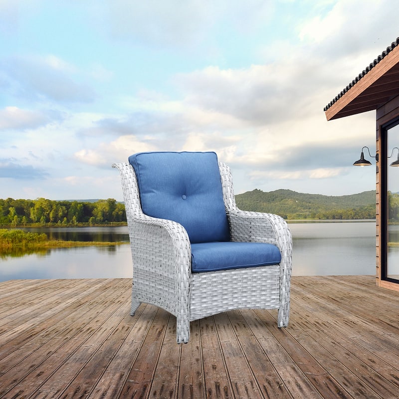 Gymojoy Wicker Patio Club Chairs with Olefin Weather-Resistant Cushions