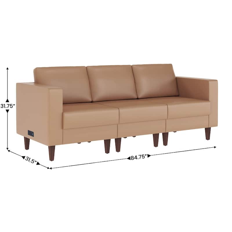 Commercial Reception Sofa with Outlets/USB/USB-C Ports - 28.25"W x 31.5"D x 31.75"H