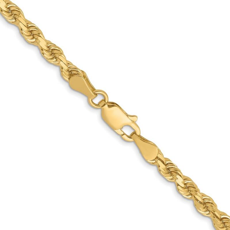 Curata 14k Gold 3.75mm Sparkle Cut Rope Chain Bracelet