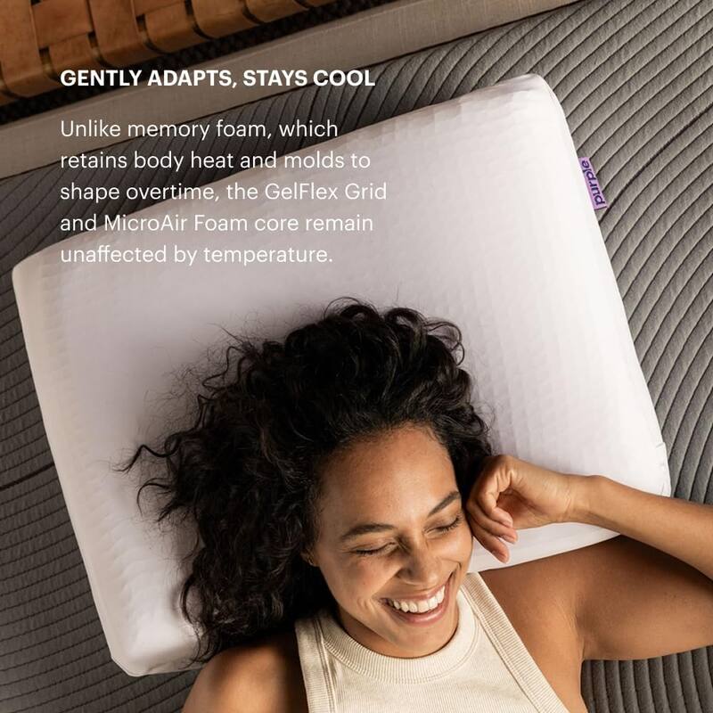 Purple - DreamLayer Modern Adjustable King Pillow with GelFlex® Grid Cooling and MicroAir™ Foam Support - White