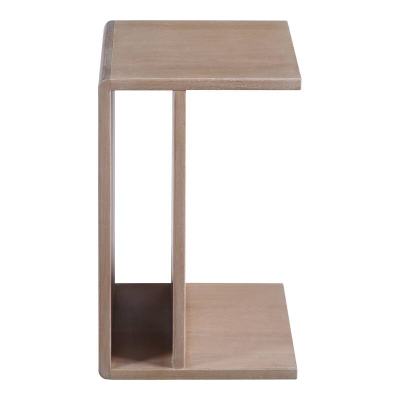 NADAAL STUDIOS Selene C Shaped Accent Table, Solid Walnut, Matte Finish, Rectangular, Brown - White