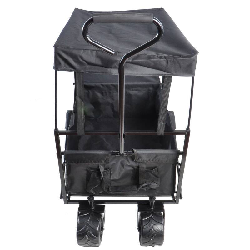 Outdoor Steel Folding Large Capacity Garden Cart Patio Wagon with Lid
