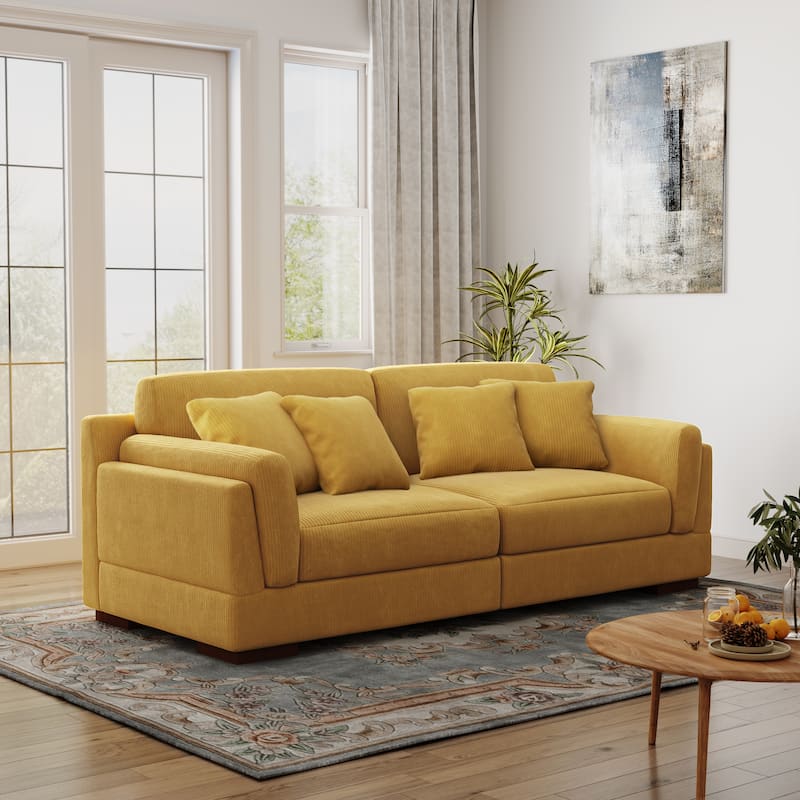 90.2"W Corduroy Upholstered Living Room Sofa