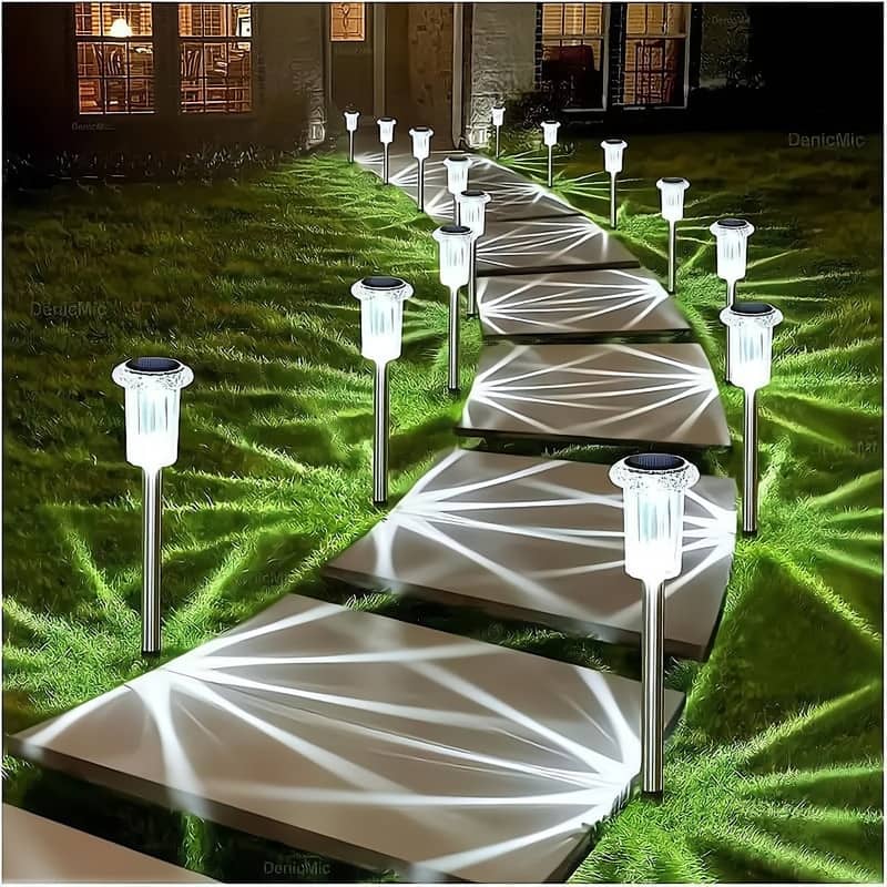 Solar Pathway Street Lights Outdoor Waterproof Warm White LED Landscape Garden Lighting - N/A - 15 Lights