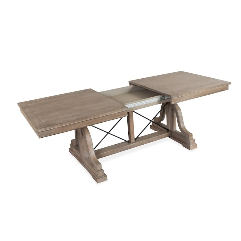 Magnussen Home Paxton Place Dovetail Grey Extendable Trestle Dining Table - 38''W x 72''D x 30''H
