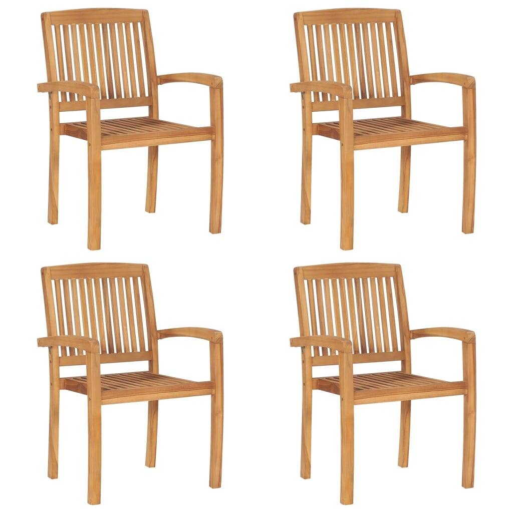 Stacking Garden Chairs 4 pcs Solid Teak Wood