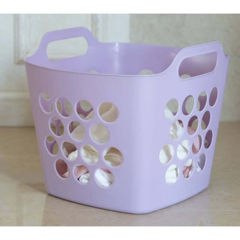 Flexible Plastic Laundry Basket - Square Storage Hamper with Side Handles for Easy Carrying - 28 Litter