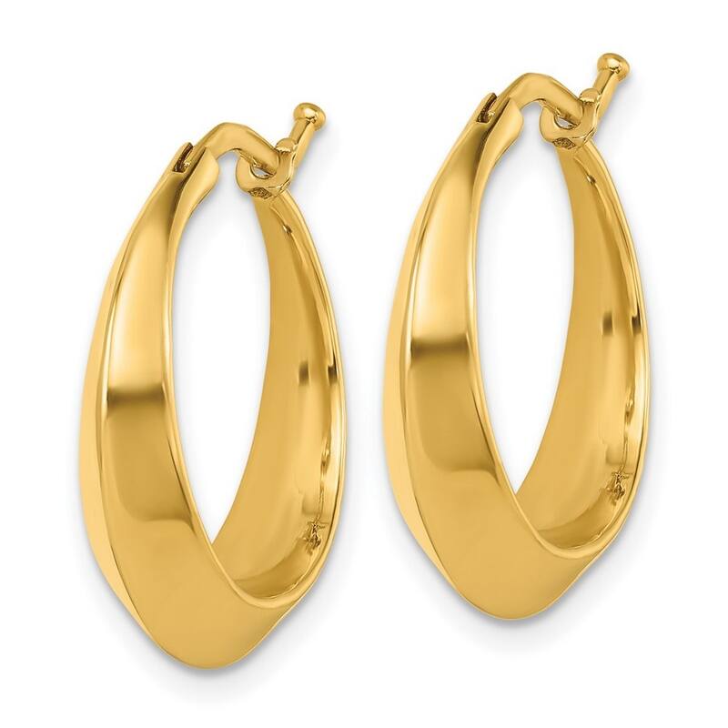 Curata 14k Yellow Gold 21.8x21.3mm Knife Edge Hoop Earrings