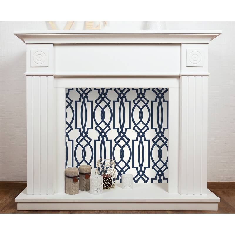 NextWall Navy Deco Lattice Peel and Stick Removable Wallpaper - 20.5 in. W x 18 ft. L