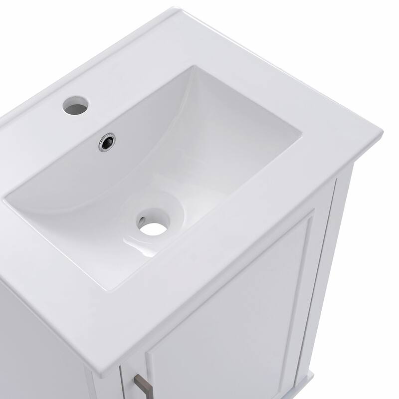 Modern 20-Inch Small Bathroom Vanity Cabinet with Ceramic Basin