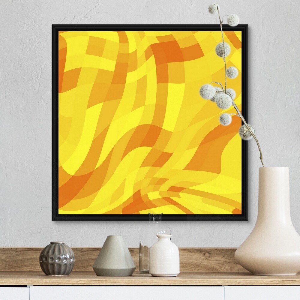 Shop Abstract Wavy Checkered Pattern Yellow Black Float Frame