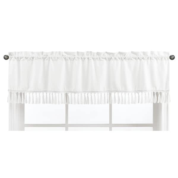 slide 2 of 3, White Boho Bohemian Window Curtain Valance - Solid Shabby Chic Princess Luxurious Luxury Elegant Vintage Designer Boutique