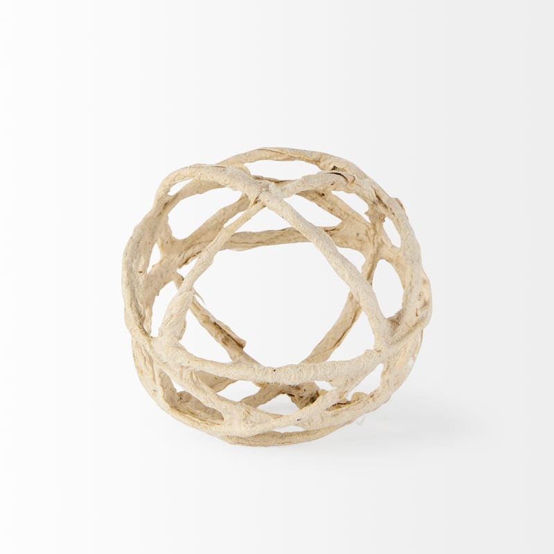 Kali Small Beige Decorative Metal & Paper Object