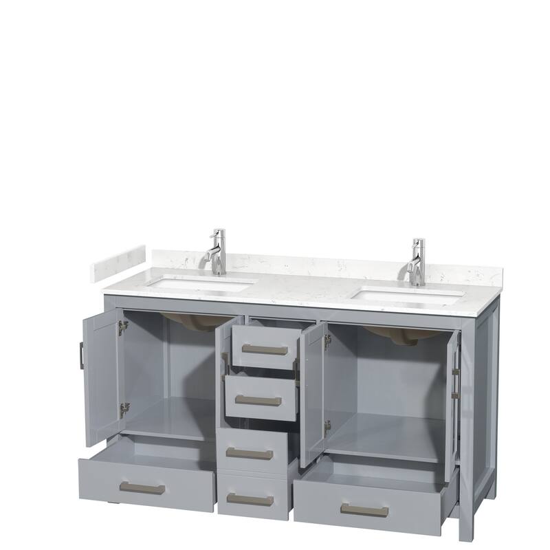 Sheffield Double Bathroom Vanity Set, Cultured Top, No Mirror