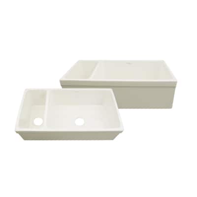 Whitehaus 36" Quatro Alcove Double Basin Reversible Fireclay Farm