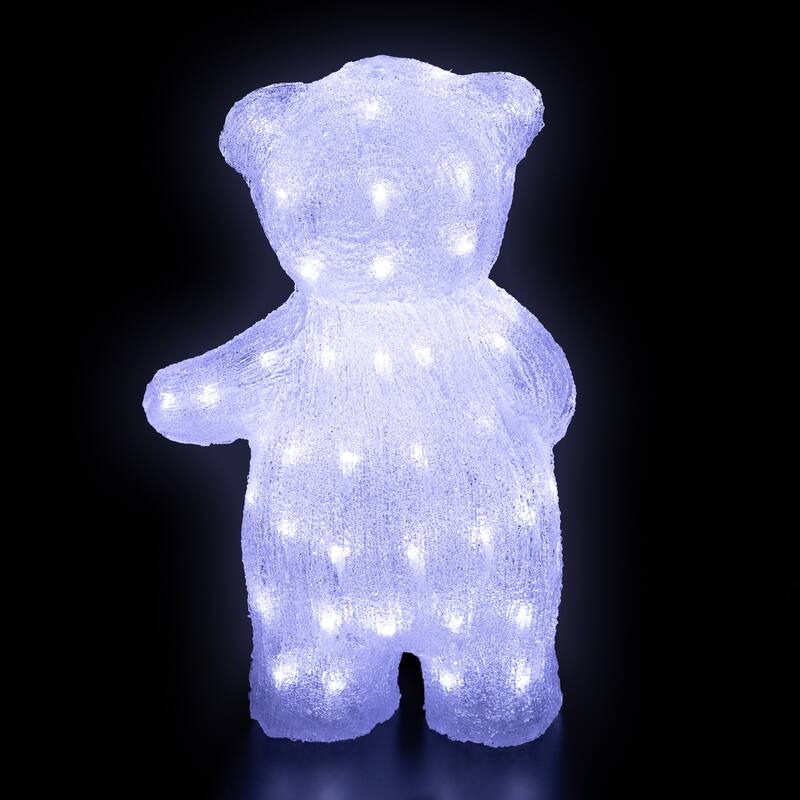 LED Lighted Polar Bear Commercial Grade Acrylic Outdoor Christmas Decoration - 16.5" - Clear