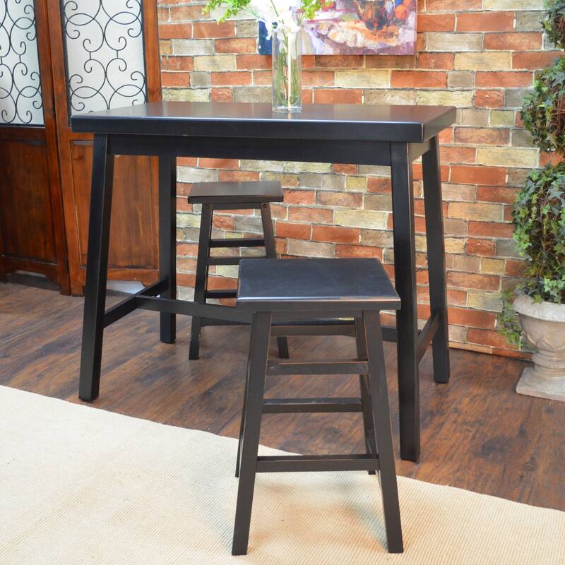 Solid Rectangular Bar Table With Rubbed Edges - 42" - Antique Black
