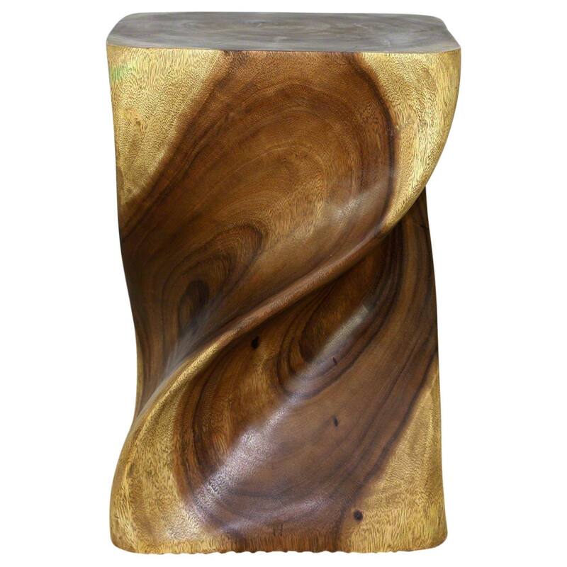 Haussmann® Big Twist Wood Stool Table 14 in SQ x 20 in H Antique Oak Oil - 14" x 14" x 20"