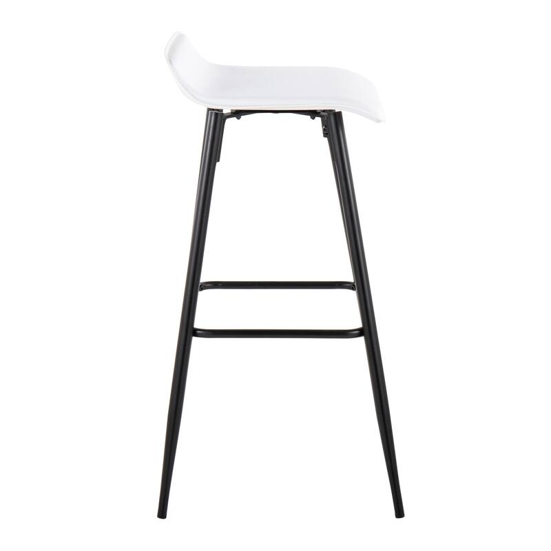 Ale 30" Contemporary Fixed-Height Bar Stool In Black Steel And Grey Faux Leather By Lumisource - Set Of 2