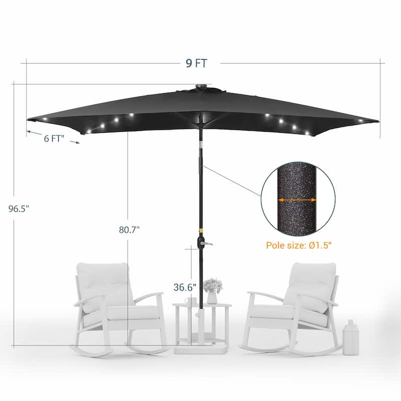 LIVOOSUN 6x9Ft LED Patio Umbrella Weather Resistant Table Umbrella