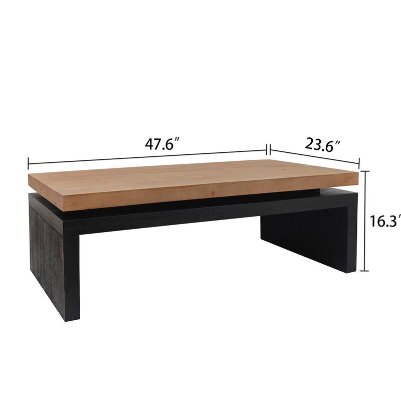Modern Coffee Table, Black Wooden Coffee Table, Rectangle Cocktail Tea Table for Living Room, 47.6" L* 23.6" W * 16.3" H