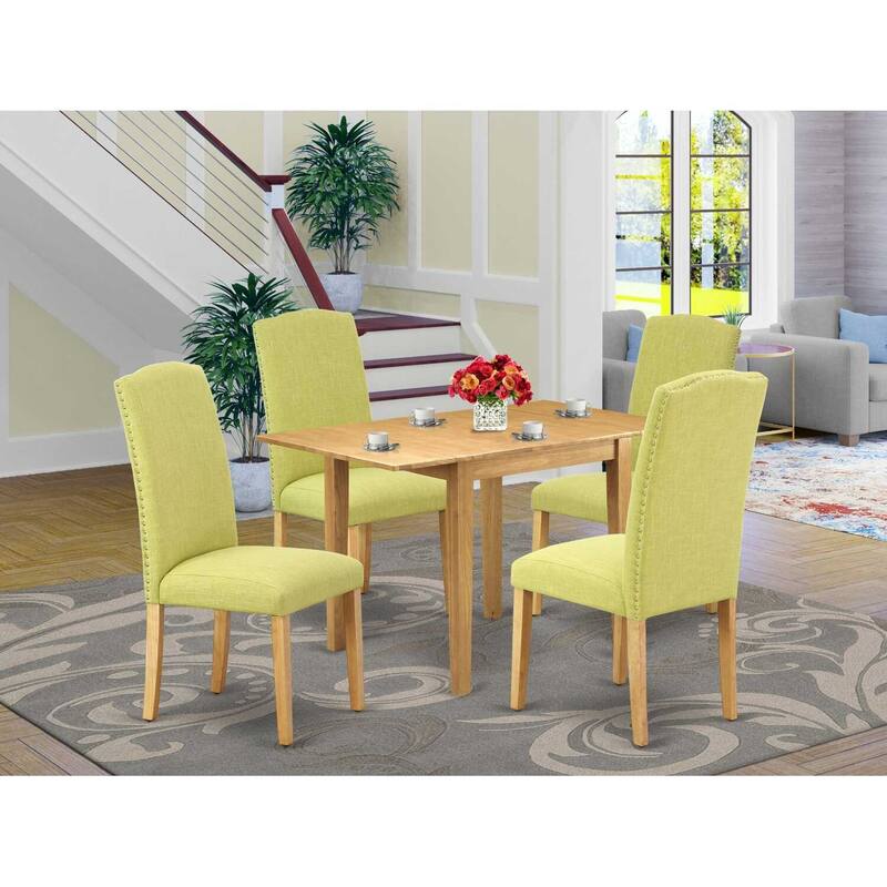 HomeStock 5-Pc Natural Oak Finish Solid Wood Top - Dining Room Set - Seats 4