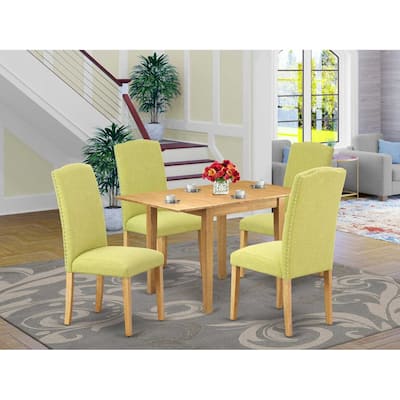 HomeStock 5-Pc Natural Oak Finish Solid Wood Top - Dining Room Set - Seats 4