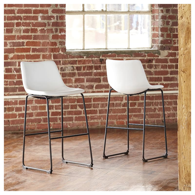Signature Design by Ashley Centiar Counter Height Bar Stool (Set of 2) - White - Bar Height