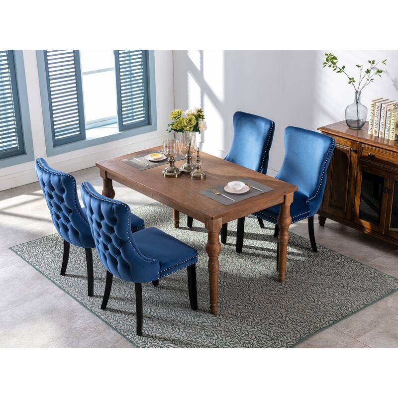 Tufted Dining Room Chairs with Nailhead Trim, Set of 2