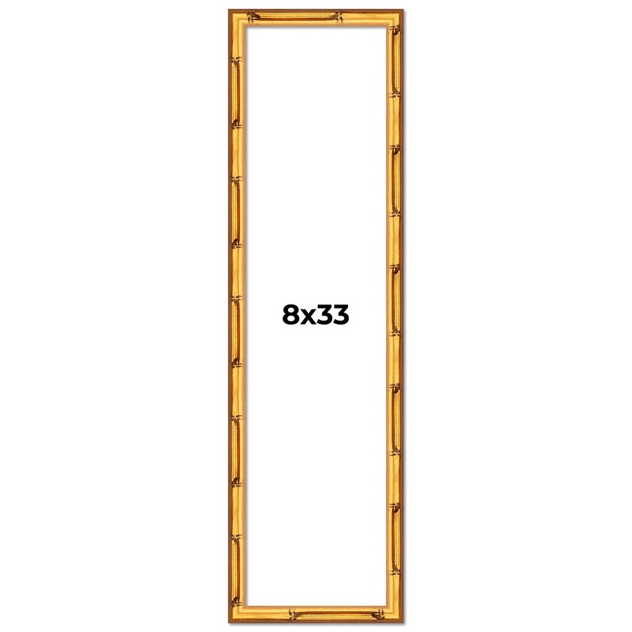 8x33 Frame Gold Bamboo Solid Wood Picture Frame | 1 Inch Moulding