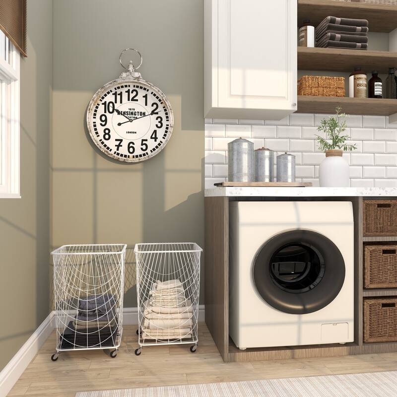 CosmoLiving by Cosmopolitan 26x16 Metal Rolling Storage Basket - 16"L x 16"W x 24"H