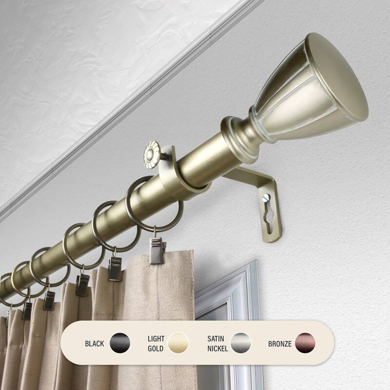 InStyleDesign Haiz 1 inch Diameter Adjustable Curtain Rod - 160 to 240 inches - Light Gold