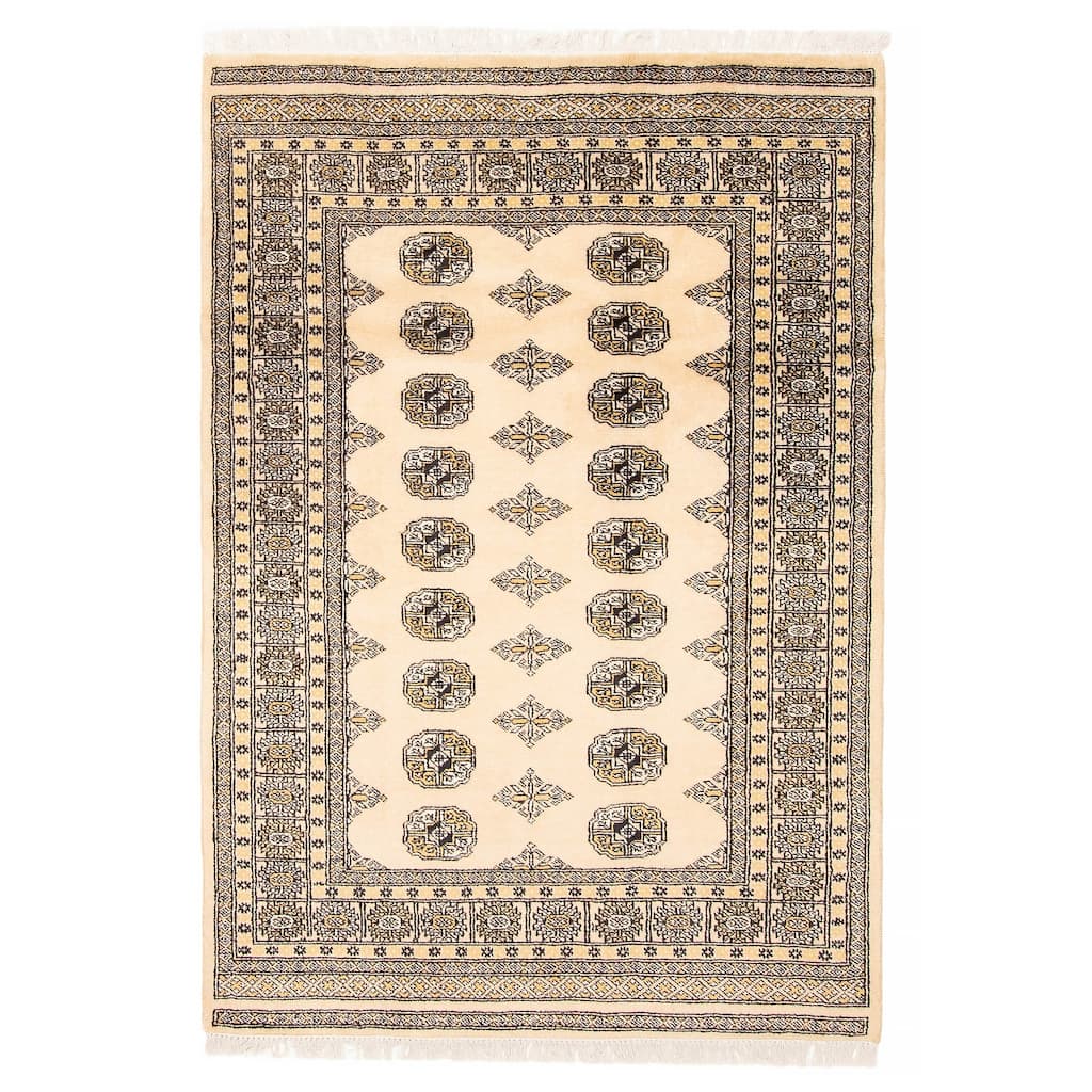 ECARPETGALLERY Hand-knotted Peshawar Bokhara Beige Wool Rug - 4'2 x 6'1