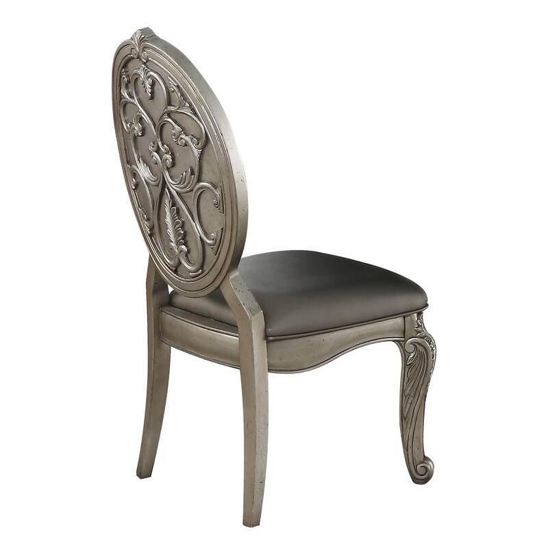Grey and Antique Silver Tufted Back Side Chairs (Set of 2)