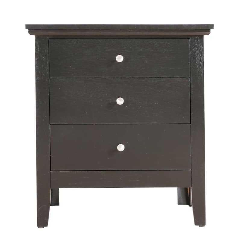 3-Drawer Wooden Nightstand - 26" - Black