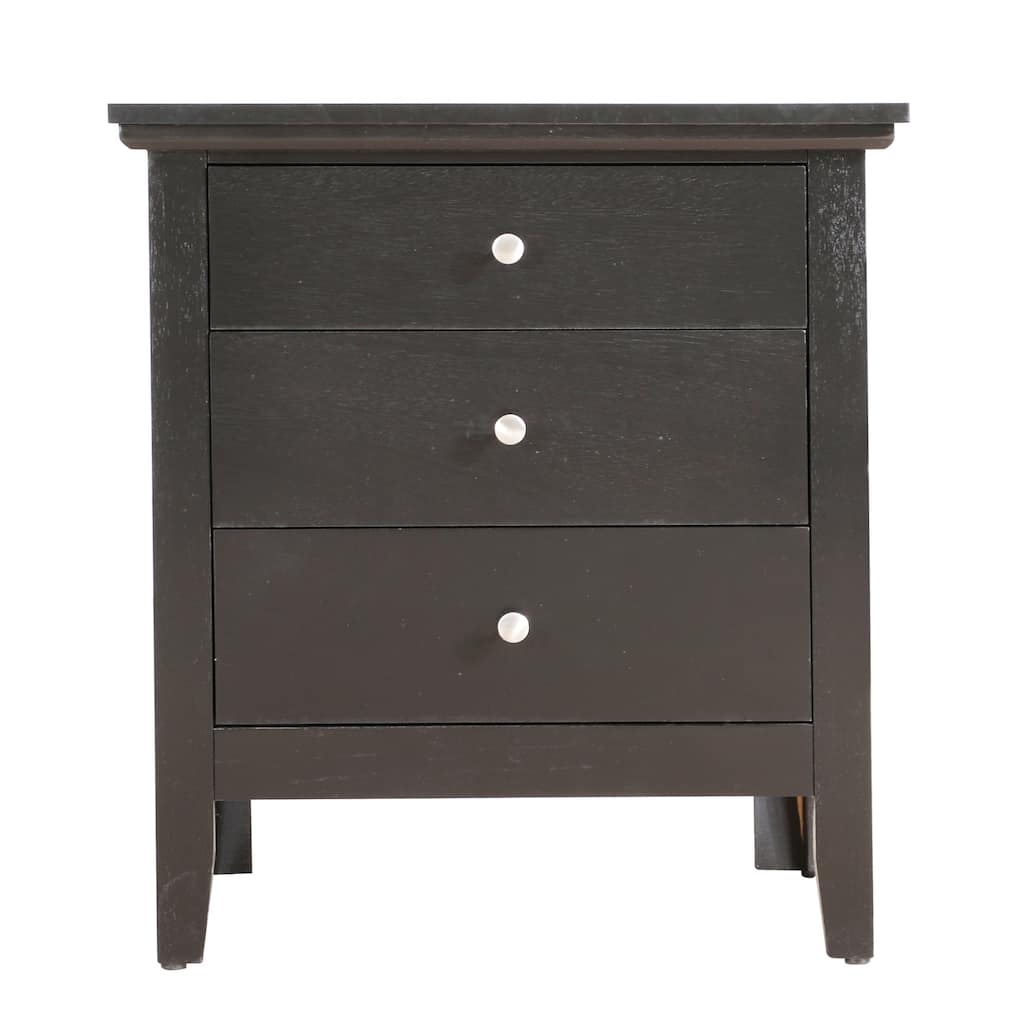 3-Drawer Wooden Nightstand - 26" - Black