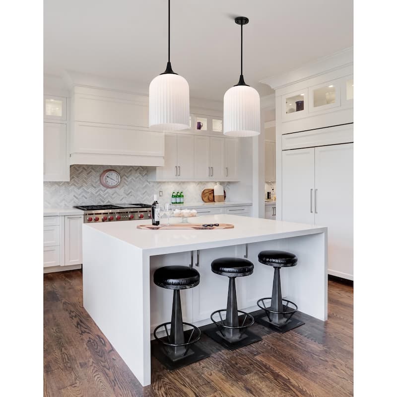 Solara Pendant Matte Black Finish Frosted Ribbed Glass - Matte Black