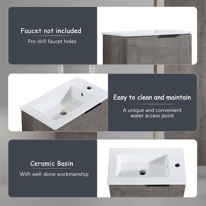 Topcraft 22-inch Wall Mount Bathroom Vanity with Sink - 22"