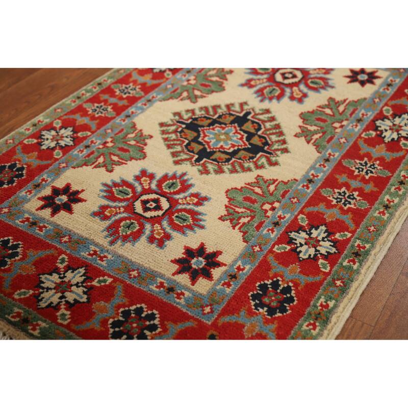 Kazak Oriental Accent Foyer Rug Handmade Beige Wool Carpet - 2'0"x 3'0"