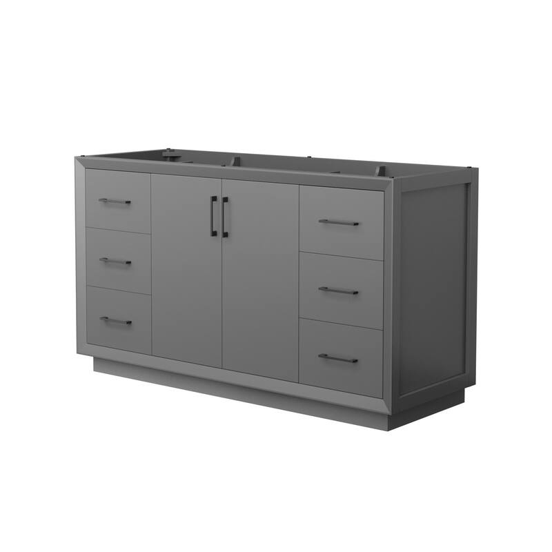 Wyndham Collection WCF414160S-CXSXX-MXX Strada 59" Single Free - Dark Gray / Matte Black Hardware