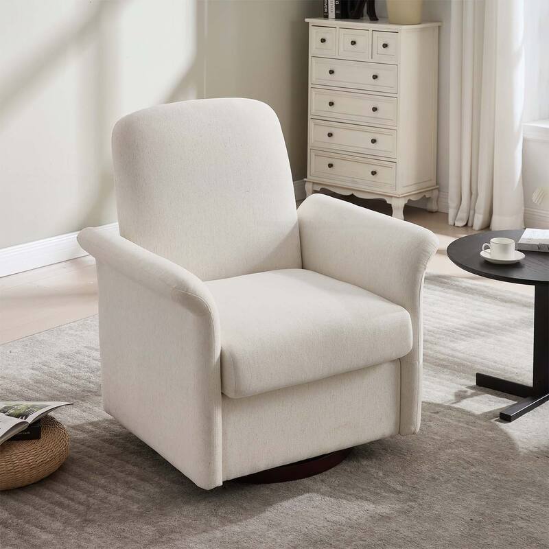 Swivel Accent Chair with Wood Base for Comfortable Reading and Living Room Elegance