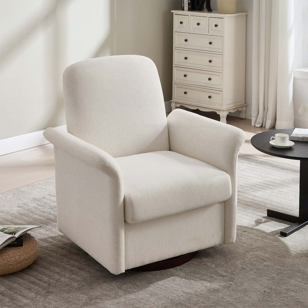 Swivel Accent Chair with Wood Base for Comfortable Reading and Living Room Elegance