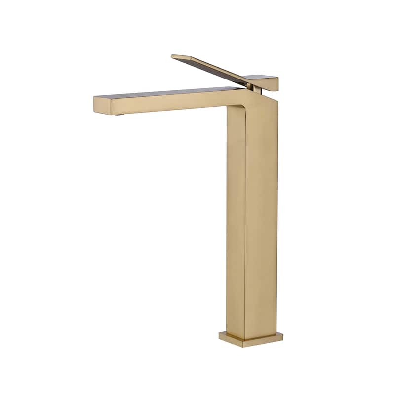 Rbrohant Single Handle Single Hole Bathroom Vessel Sink Faucet, Waterfall Spout Bathroom Faucet,RV Lavatory Vessel Faucet - No drain - Brushed Gold